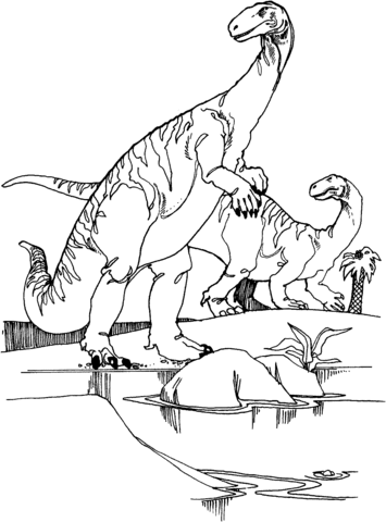 Two Plateosauruses Coloring Page